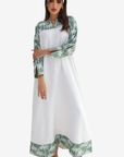 Palm Pleated Panel Linen Blend Dress