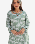 Palm Silhouette Linen Blend Jalabiya