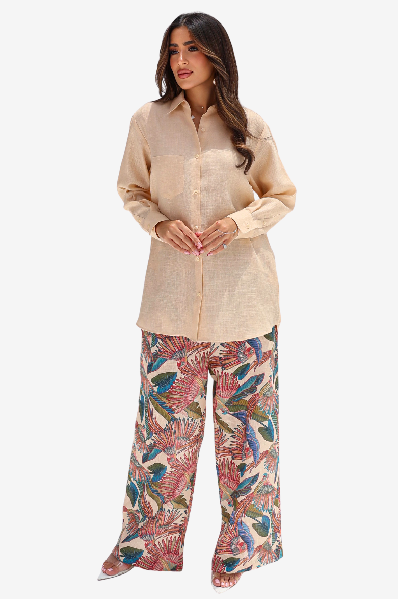 Paradise Plume Linen Blend Co-ord Set