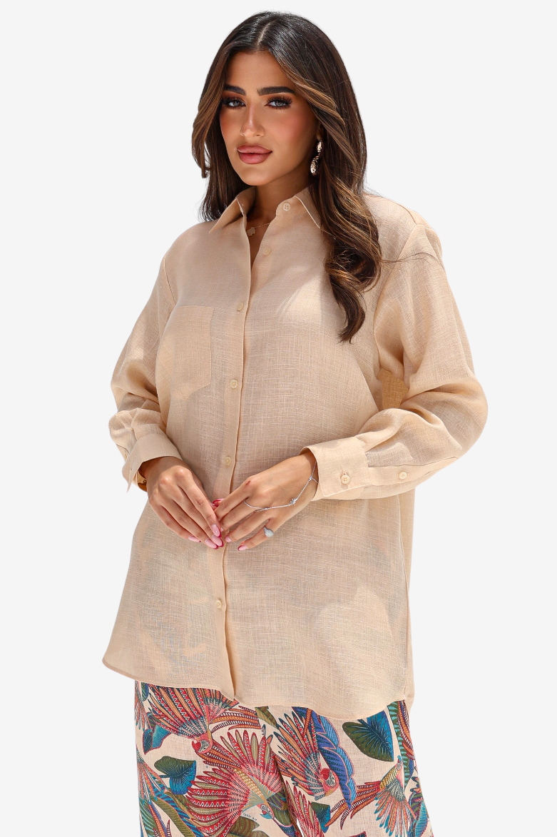 Paradise Plume Linen Blend Co-ord Set