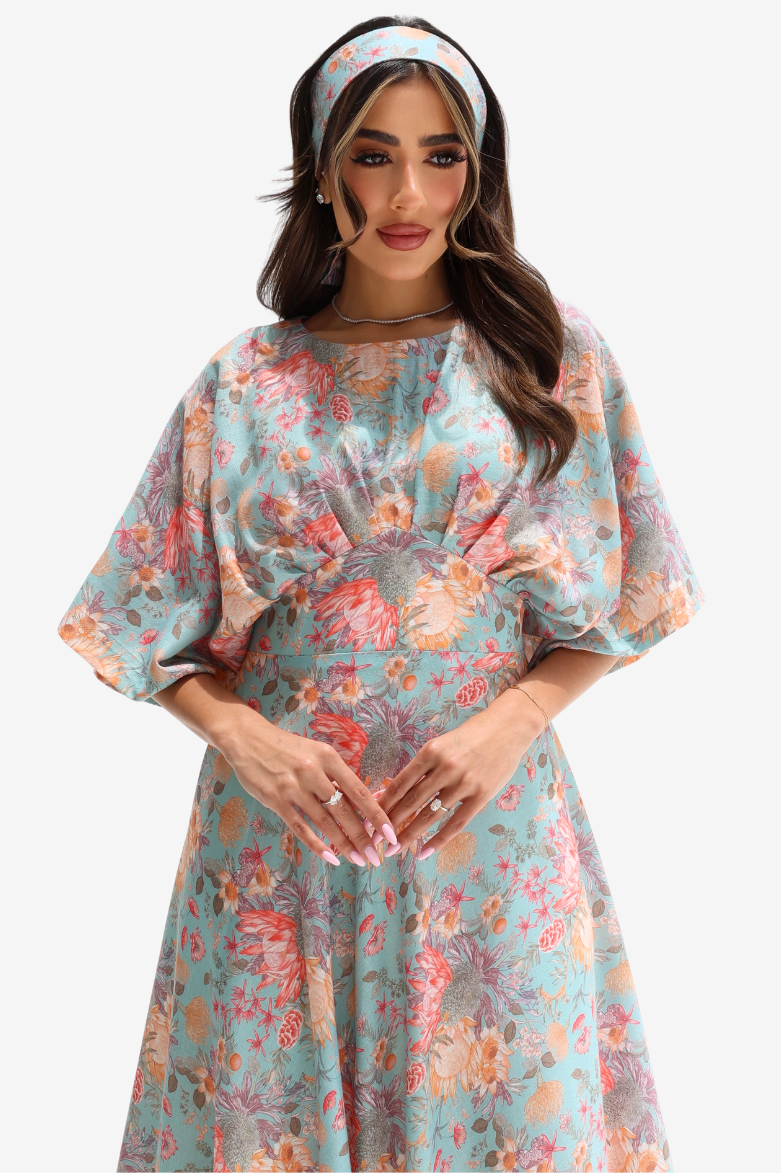 Close up Floral Soft linen Jalabiya