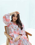 Pastel Bloom Linen Blend Jalabiya floral print detail