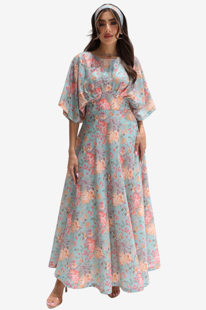 Soft linen Floral print Jalabiya 