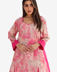Pink Paisley Print Cotton Jalabiya