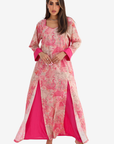 Pink Paisley Print Cotton Jalabiya