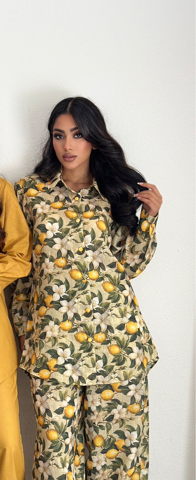 Lemon Print Linen Co-ord Set
