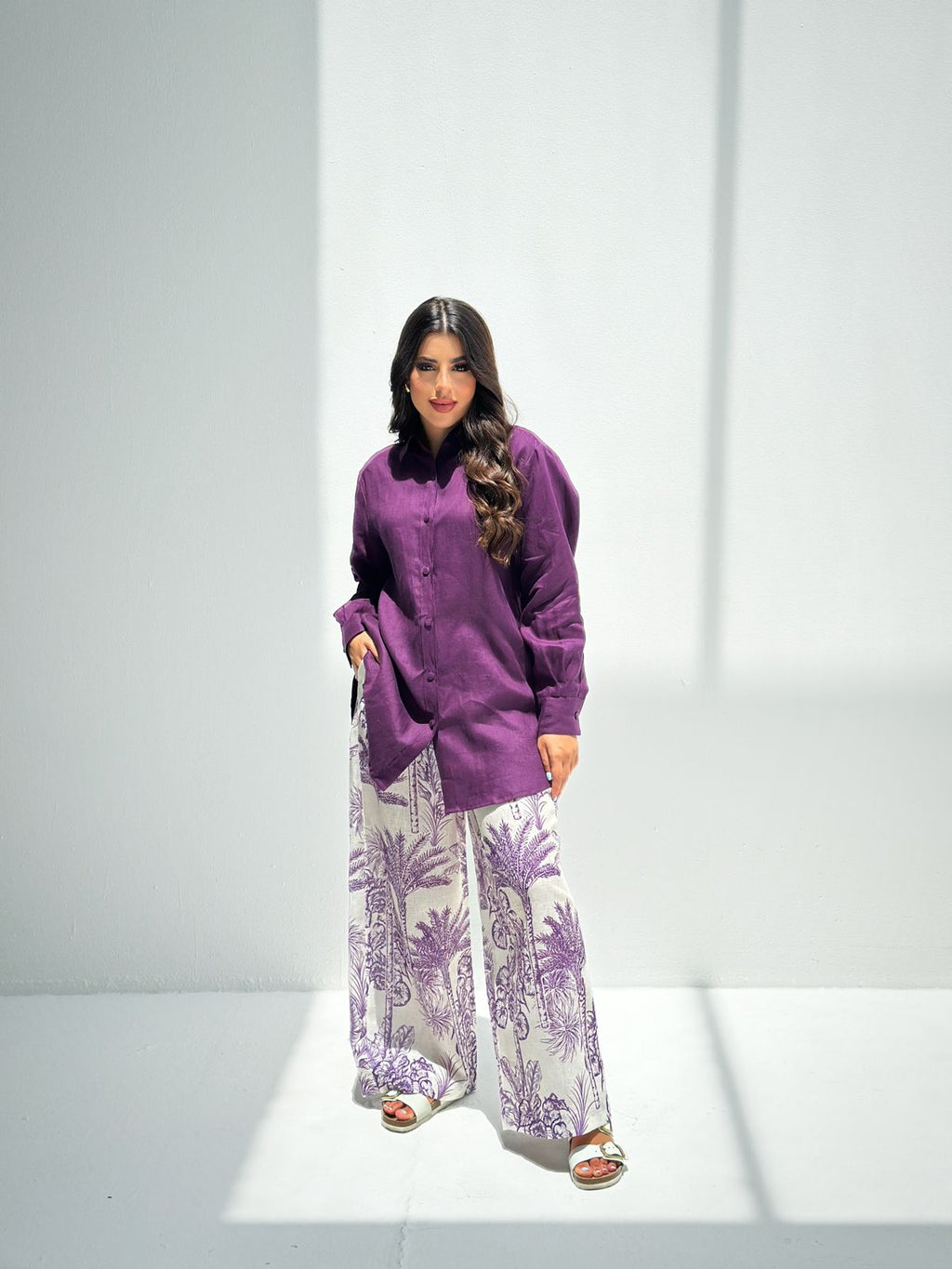 Banafsaj — Purple Palm Print Co-ord Set