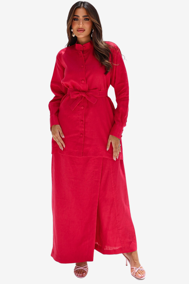 Ruby Essence Linen Blend Co-ord Set