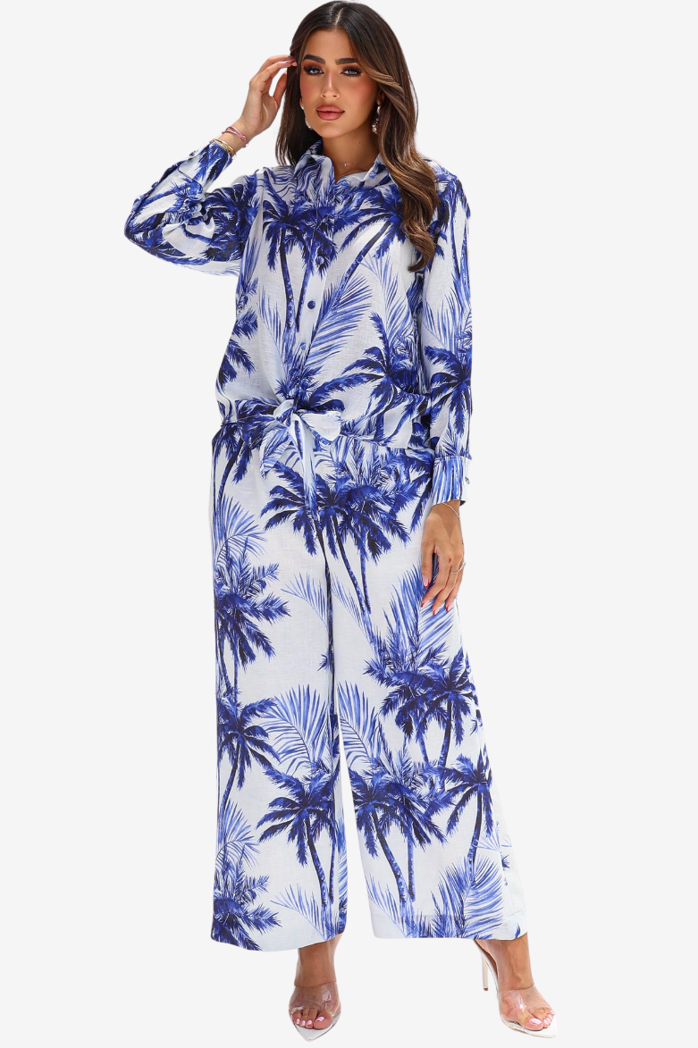 Sapphire Palms Linen Blend Co-ord Set