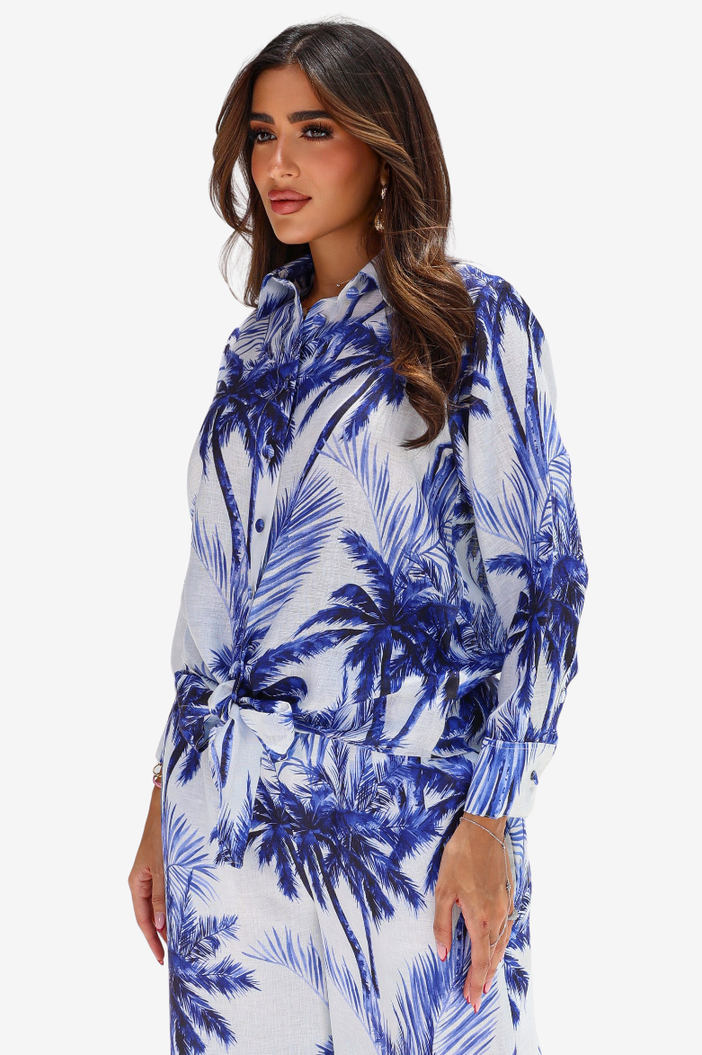 Sapphire Palms Linen Blend Co-ord Set
