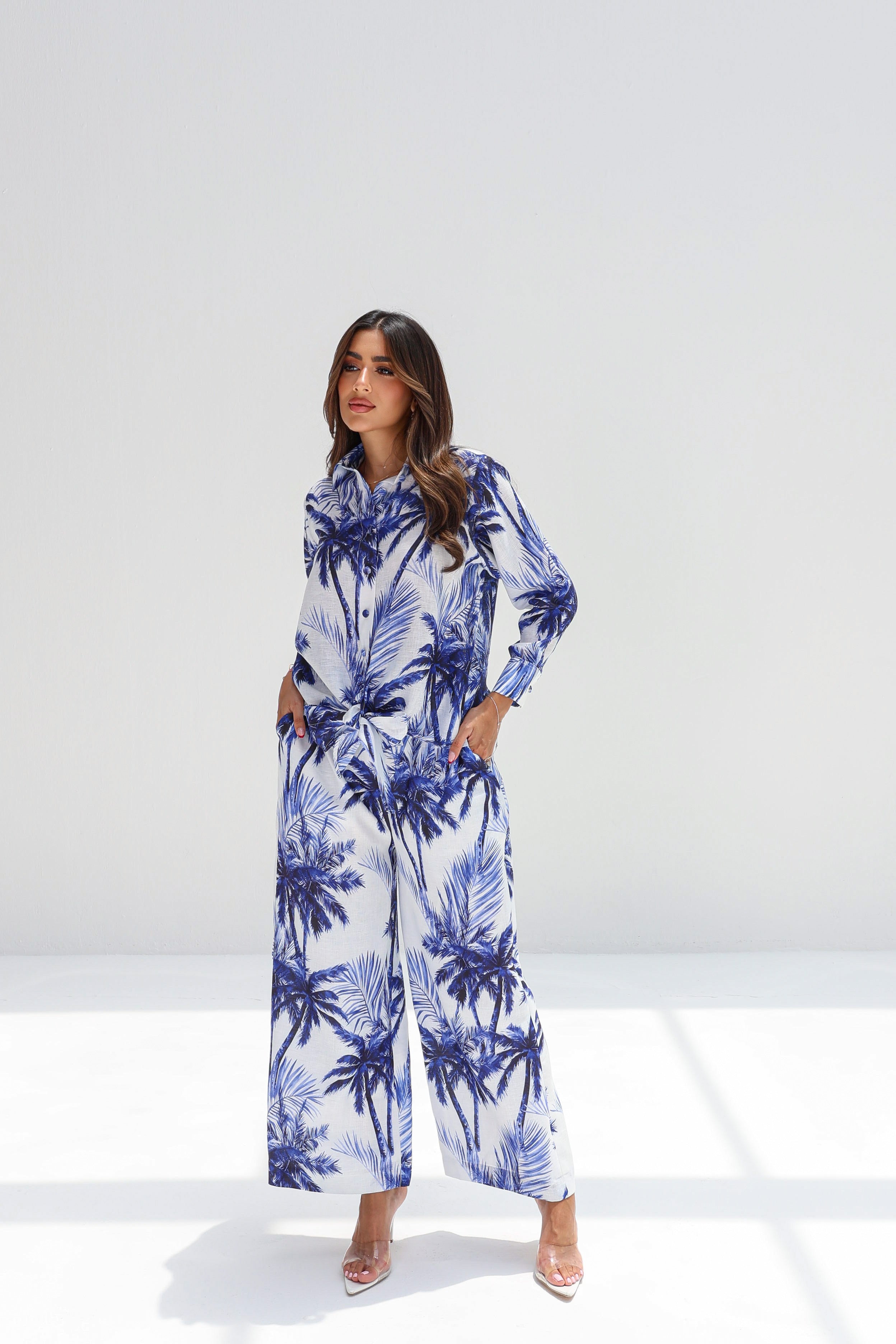 Nakheel Al Bahar — Blue Palm Print Co-ord Set