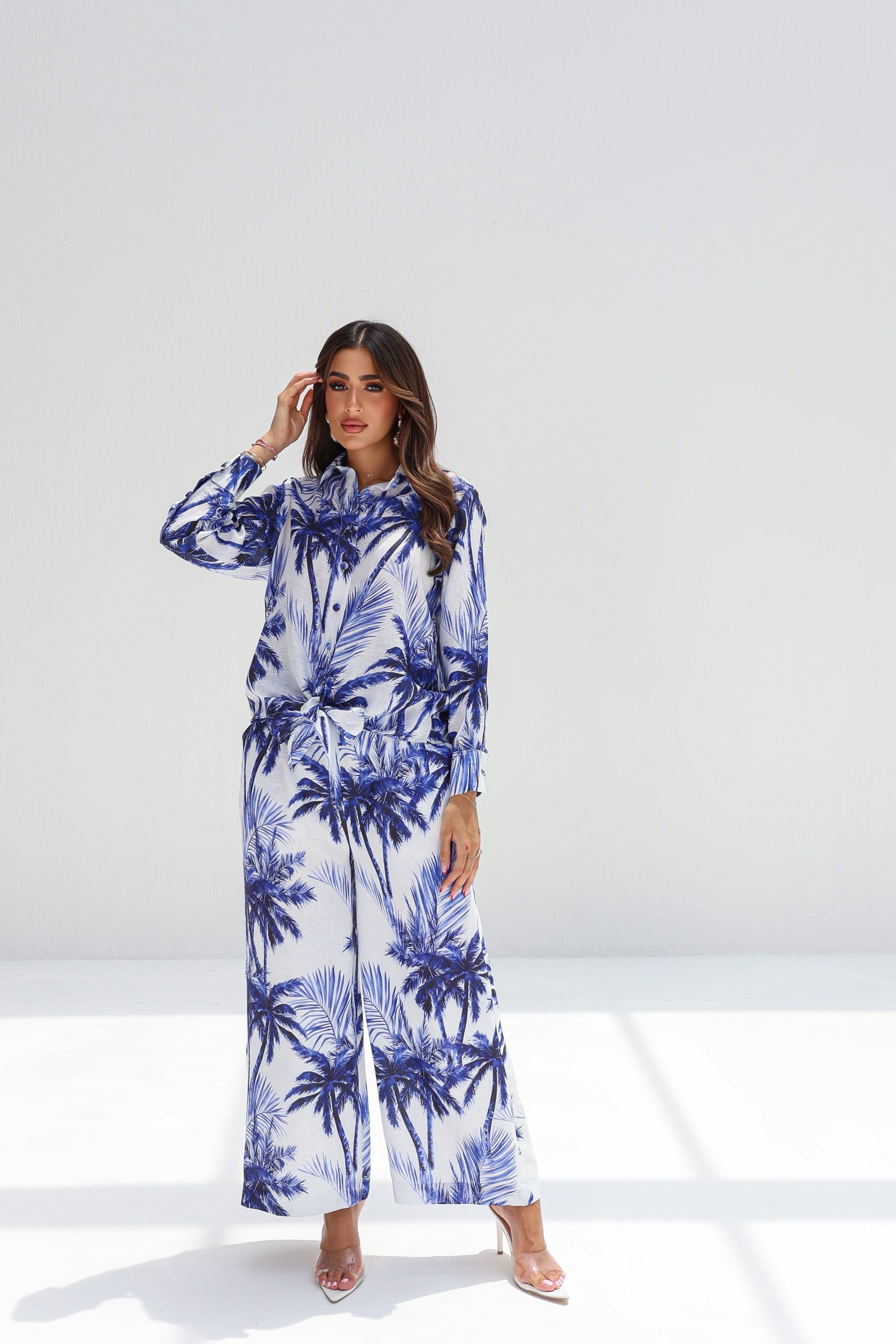 Nakheel Al Bahar — Blue Palm Print Co-ord Set