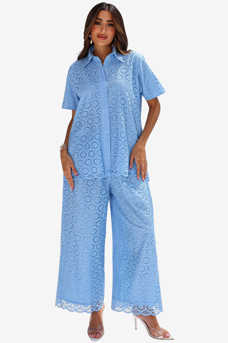 Sky Blossom Cotton Lace Co-ord Set