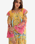 Sunset Paisley Border Linen Blend Jalabiya