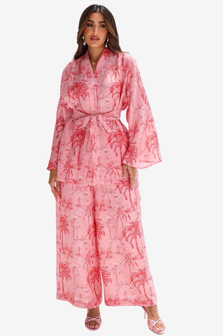 Sunset Retreat Linen Blend Kimono Set