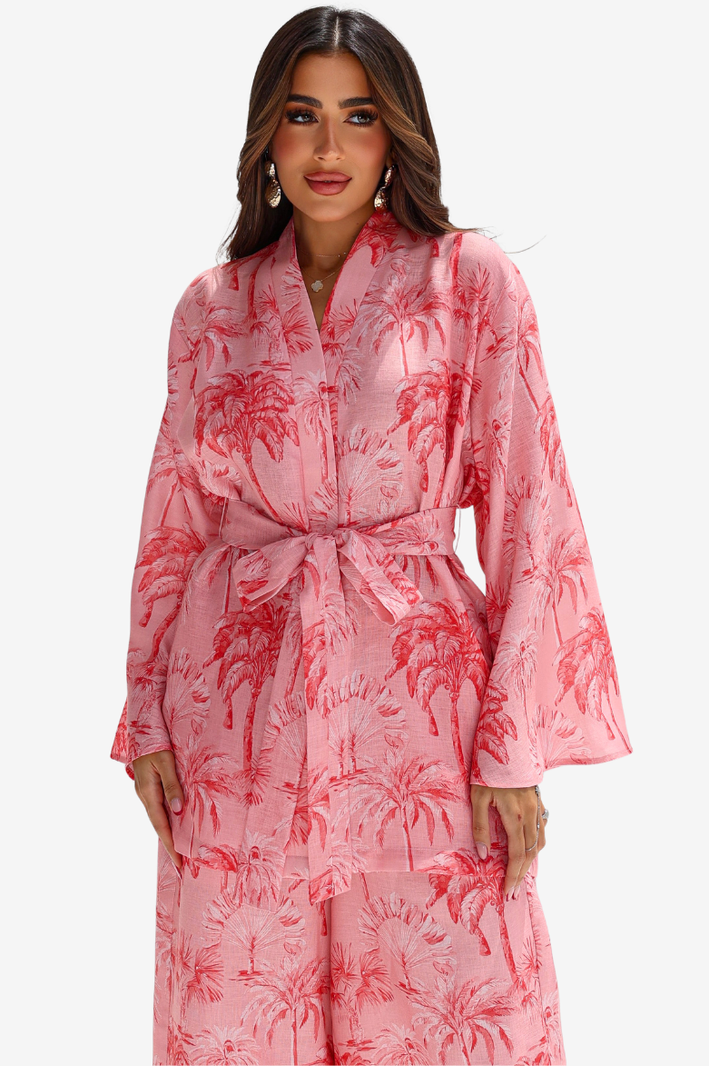 Sunset Retreat Linen Blend Kimono Set