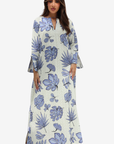 Tropical Leaf Print Cotton Jalabiya
