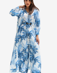 Tropical Palm Print Linen Blend Two-Piece Set