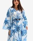 Tropical Palm Print Linen Blend Two-Piece Set