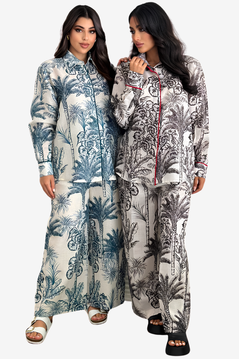 Tropical Toile Linen Blend Co-ord Set