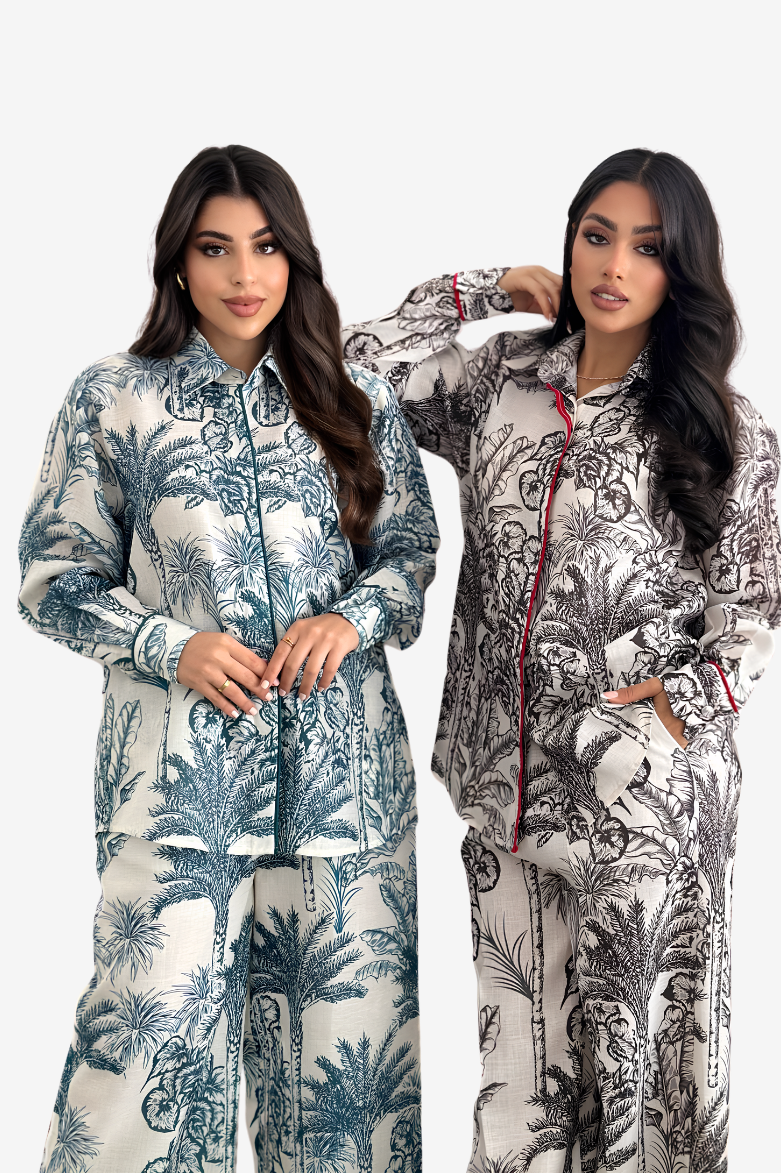 Tropical Toile Linen Blend Co-ord Set