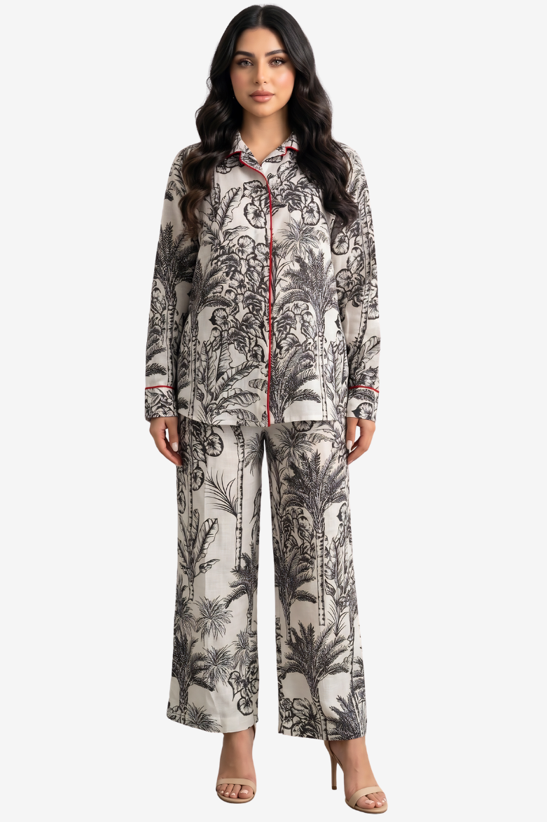 Tropical Toile Linen Blend Co-ord Set
