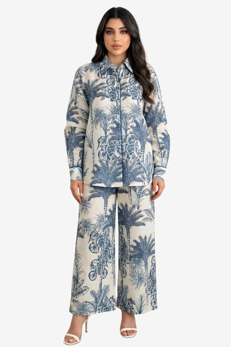 Tropical Toile Linen Blend Co-ord Set