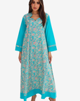 Turquoise Floral Paisley Cotton Jalabiya