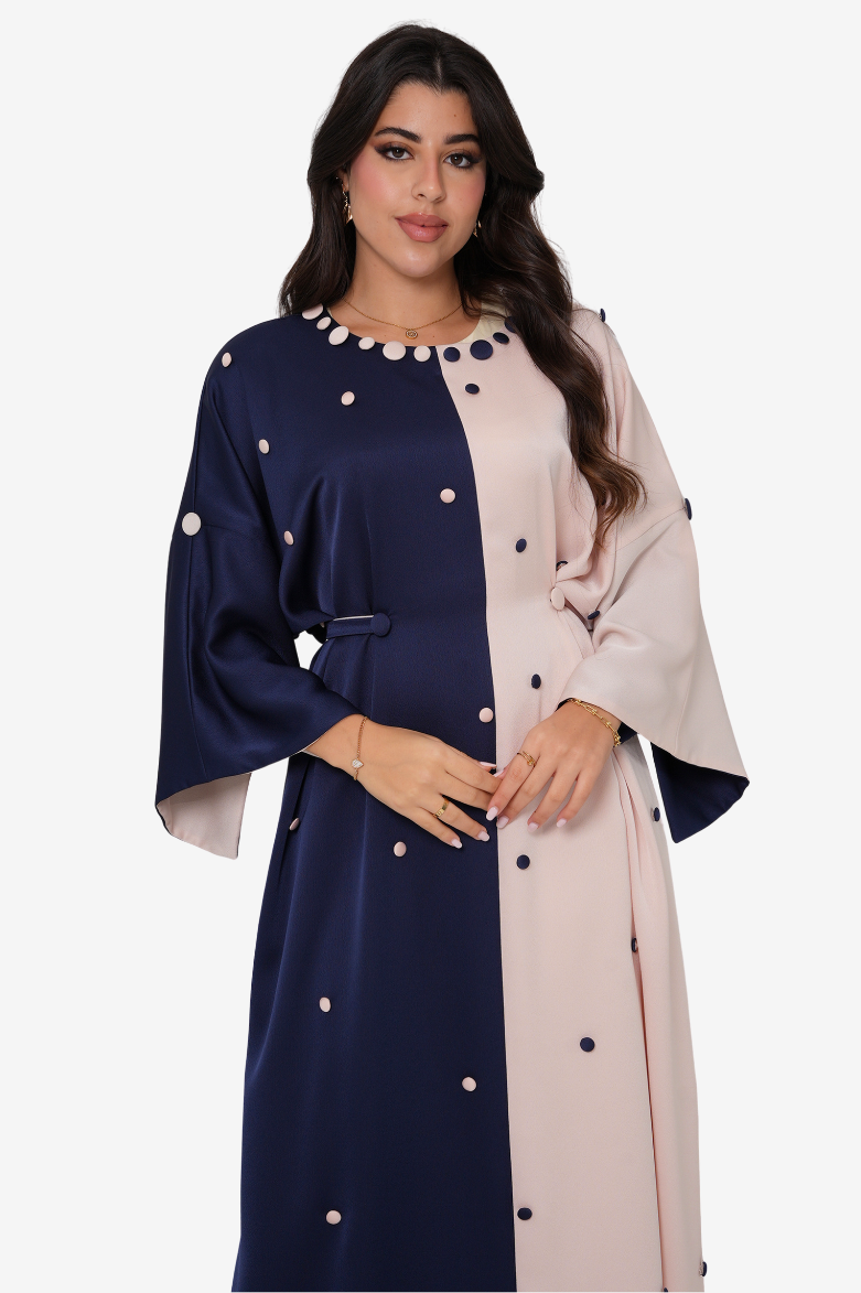 Two-Tone Button Embellished Kaftan