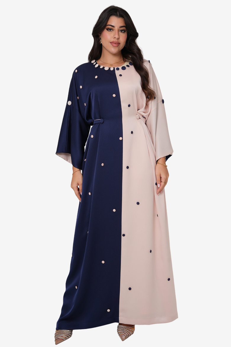 Two-Tone Button Embellished Kaftan