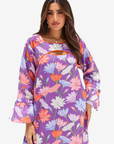 Violet Bloom Garden Linen Blend Jalabiya