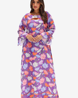 Violet Bloom Garden Linen Blend Jalabiya