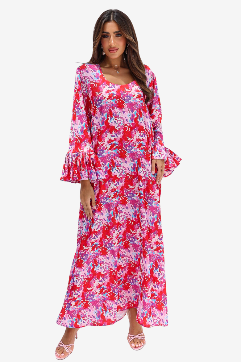 Vivid Watercolor Silk Jalabiya