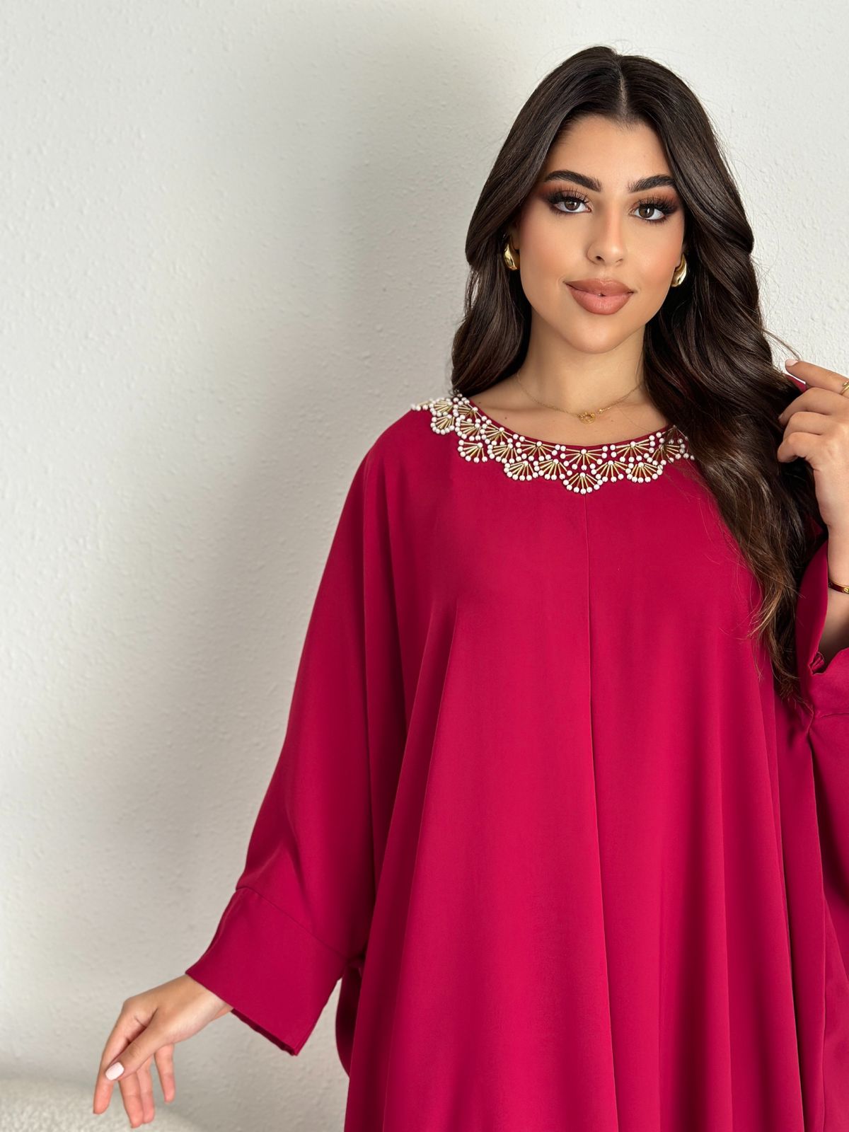 Rania — Burgundy Embroidered