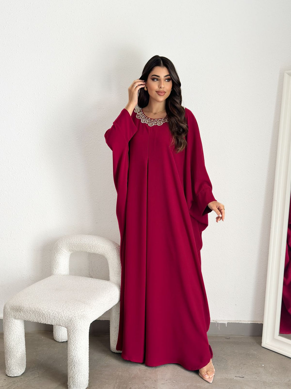 Rania — Burgundy Embroidered