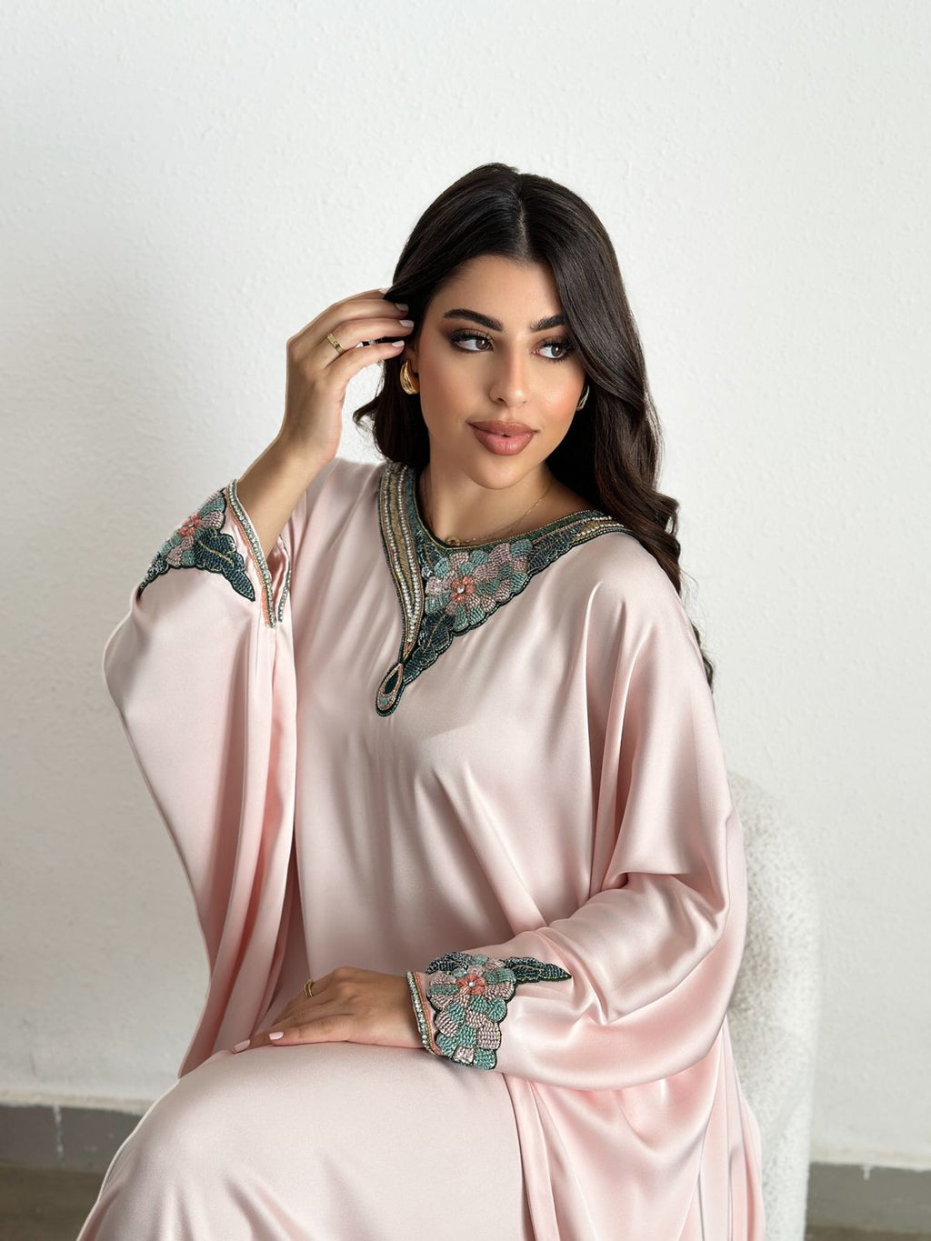 Layla — Blush Embroidered Kaftan