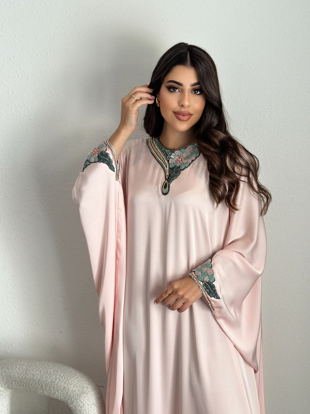 Layla — Blush Embroidered Kaftan