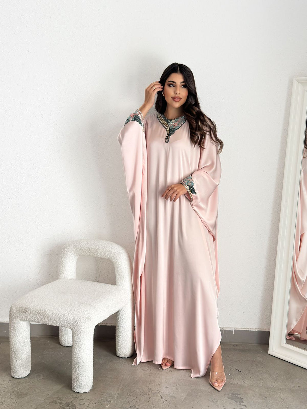 Layla — Blush Embroidered Kaftan