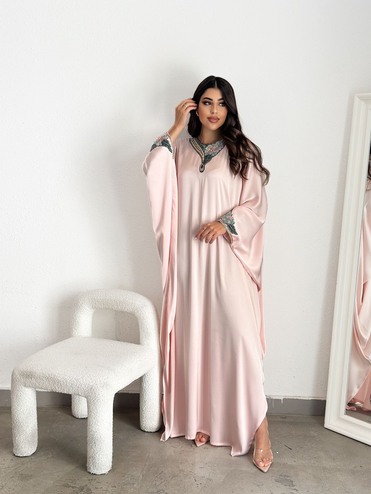 Layla — Blush Embroidered Kaftan