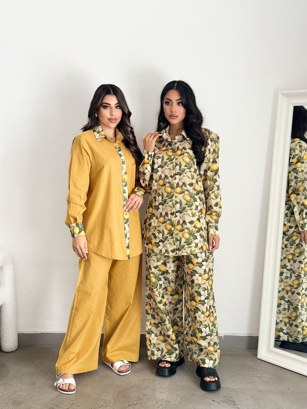 Lemon Print Linen Co-ord Set