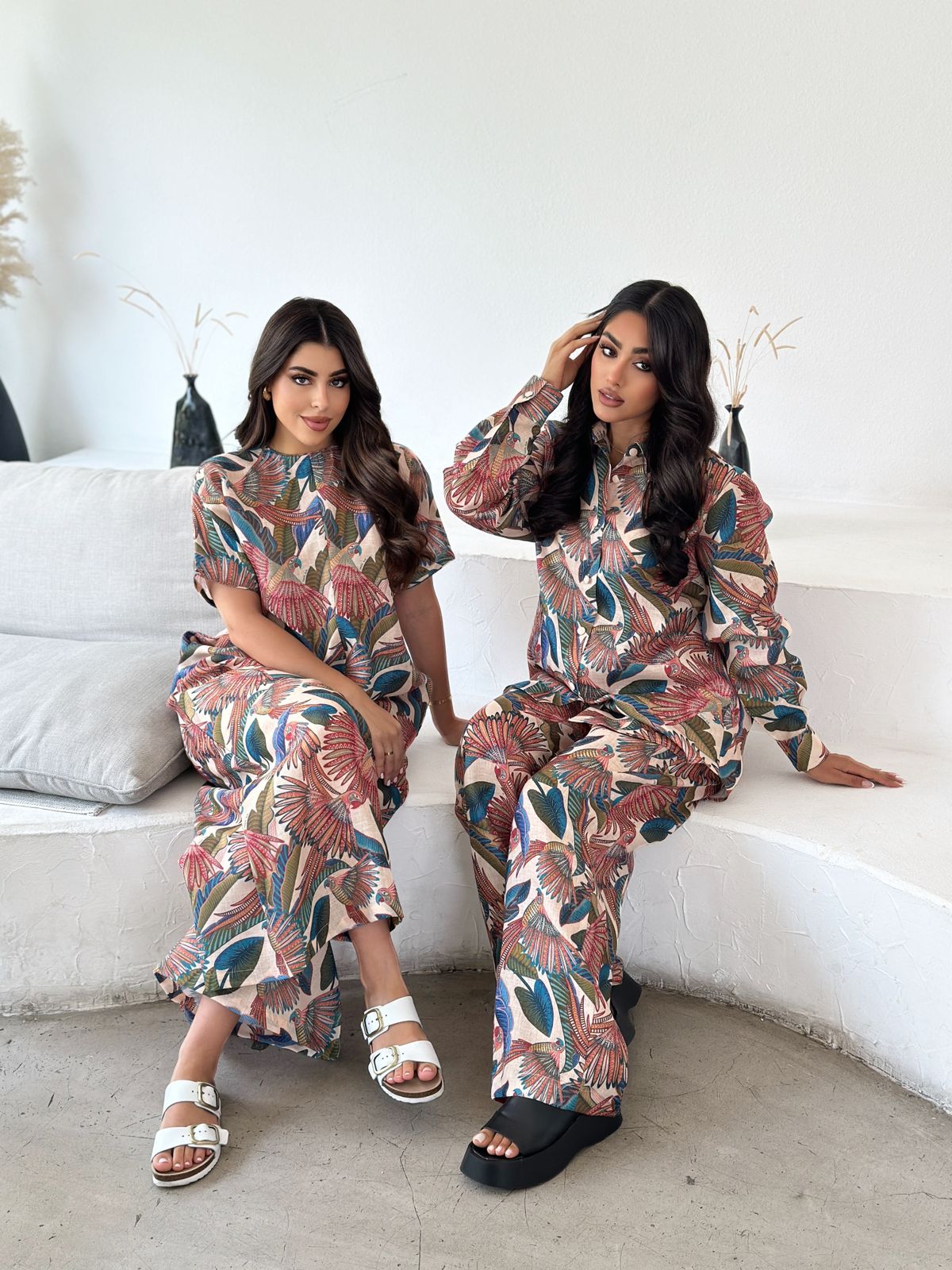Tayr — Parrot Print Linen Set