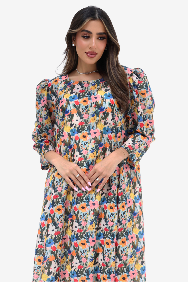 Flower print Cotton Jalabiya
