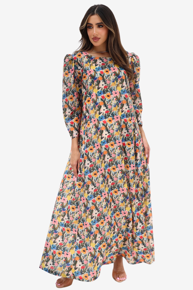 Flower cotton print dress