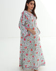 Bloom Garden Linen Blend Jalabiya floral print design