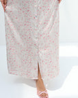 Blush Meadow Jacquard Silk Jalabiya floral jacquard fabric detail