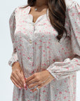 Blush Meadow Jacquard Silk Jalabiya elastic cuff sleeve detail