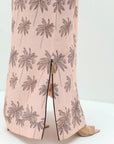 Side Slit Detail on Palm Sketch Linen Blend Jalabiya