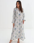 Botanical Arch Print Linen Blend Jalabiya - Full Length Jalabiya