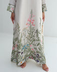 Printed cuff detail on Botanical Garden Embellished Linen Blend Dress