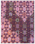 Close-up of the burgundy, pink and metallic hand-beaded neckline on Italian Liberty mukhawar fabric.